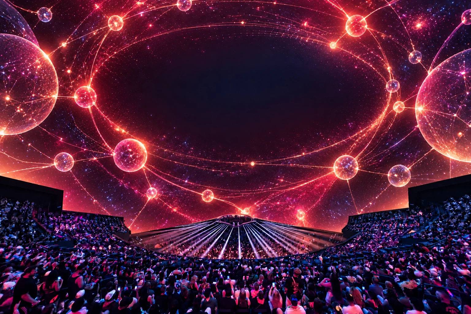 Creative QuickWebX Connect screen inside Sphere with the seated audience preserved